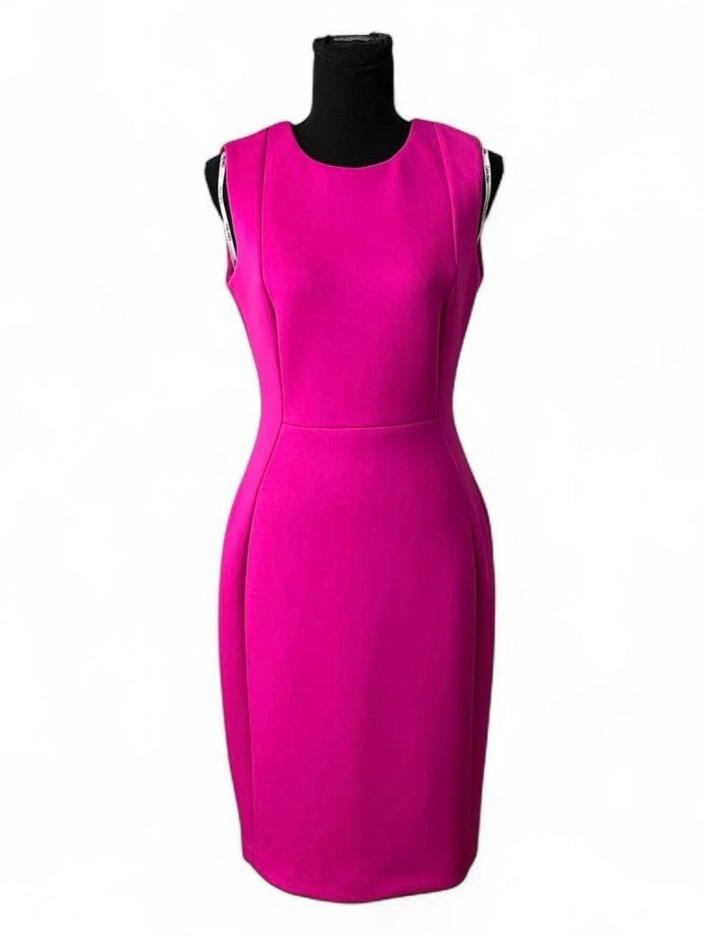 MARINA Sleeveless Hot Pink Midi Sheath Dress